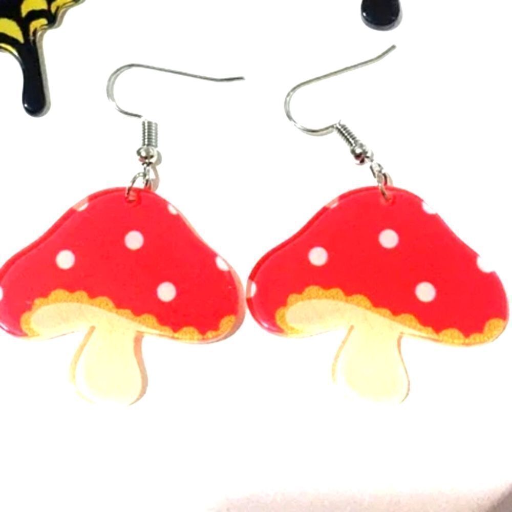 MUSHROOM cute whimsical novelty fun boho earrings